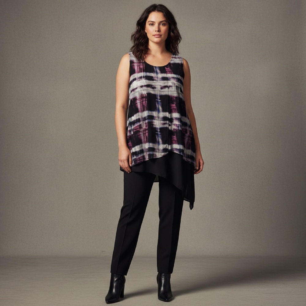 Melissa McCarthy Seven7 Abstract Print Layered asymmetrical Tunic | Size 2X